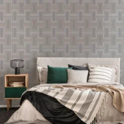 GoodHome Anor Light Grey Geometric Metallic Effect Textured Wallpaper -Trade Point Sale goodhome anor light grey geometric metallic effect textured wallpaper5059340408590 01i