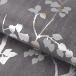 GoodHome Bromus Charcoal Floral Metallic Effect Textured Wallpaper -Trade Point Sale goodhome bromus charcoal floral metallic effect textured wallpaper3663602561217 37c bq