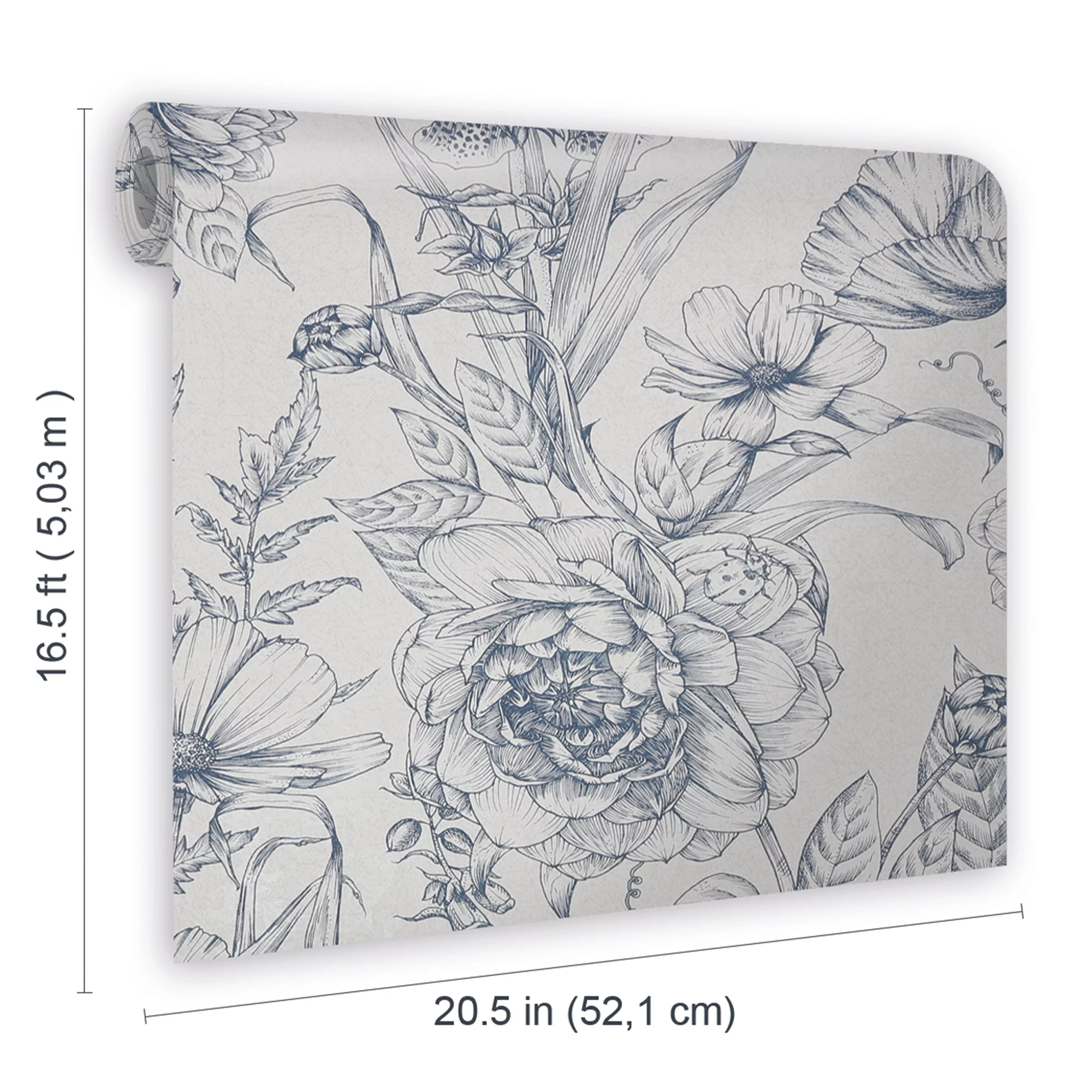 GoodHome Carnanton Navy Floral Metallic Effect Smooth Wallpaper 8 GoodHome Carnanton Navy Floral Metallic Effect Smooth Wallpaper - Image 6