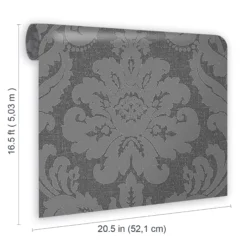 GoodHome Chalfont Charcoal Damask Glitter Effect Textured Wallpaper -Trade Point Sale goodhome chalfont charcoal damask glitter effect textured wallpaper5059340410708 02t