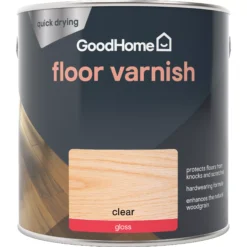 GoodHome Clear Gloss Floor Wood Varnish, 2.5L -Trade Point Sale goodhome clear gloss floor wood varnish 2 5l5059340486949 02c