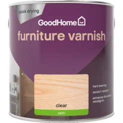 GoodHome Clear Satin Multi-surface Furniture Wood Varnish, 2.5L -Trade Point Sale goodhome clear satin multi surface furniture wood varnish 2 5l5059340486604 02c