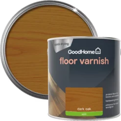 GoodHome Dark Oak Satin Floor Wood Varnish, 2.5L