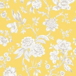 GoodHome Davenham Yellow Floral Metallic Effect Smooth Wallpaper -Trade Point Sale goodhome davenham yellow floral metallic effect smooth wallpaper5059340410487 38c