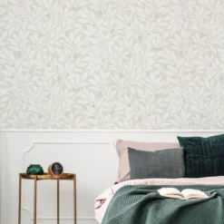 GoodHome Dearnery Grey Leaves Smooth Wallpaper -Trade Point Sale goodhome dearnery grey leaves smooth wallpaper5059340410654 21i