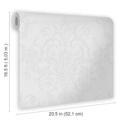 GoodHome Dovenby Grey Damask Silver Effect Textured Wallpaper -Trade Point Sale goodhome dovenby grey damask silver effect textured wallpaper5059340410500 02t