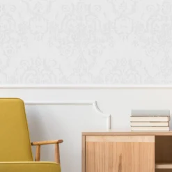 GoodHome Dovenby Grey Damask Silver Effect Textured Wallpaper -Trade Point Sale goodhome dovenby grey damask silver effect textured wallpaper5059340410500 21i