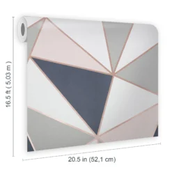 GoodHome Eastnor Navy & Pink Geometric Metallic Effect Smooth Wallpaper -Trade Point Sale goodhome eastnor navy pink geometric metallic effect smooth wallpaper5059340410234 02t