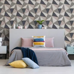 GoodHome Eastnor Navy & Pink Geometric Metallic Effect Smooth Wallpaper -Trade Point Sale goodhome eastnor navy pink geometric metallic effect smooth wallpaper5059340410234 20i