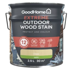 GoodHome Extreme Outdoor Clear Satin Quick Dry Wood Stain, 2.5L 7 GoodHome Extreme Outdoor Clear Satin Quick Dry Wood Stain, 2.5L -Trade Point Sale goodhome extreme outdoor clear satin quick dry wood stain 2 5l5059340297552 02c