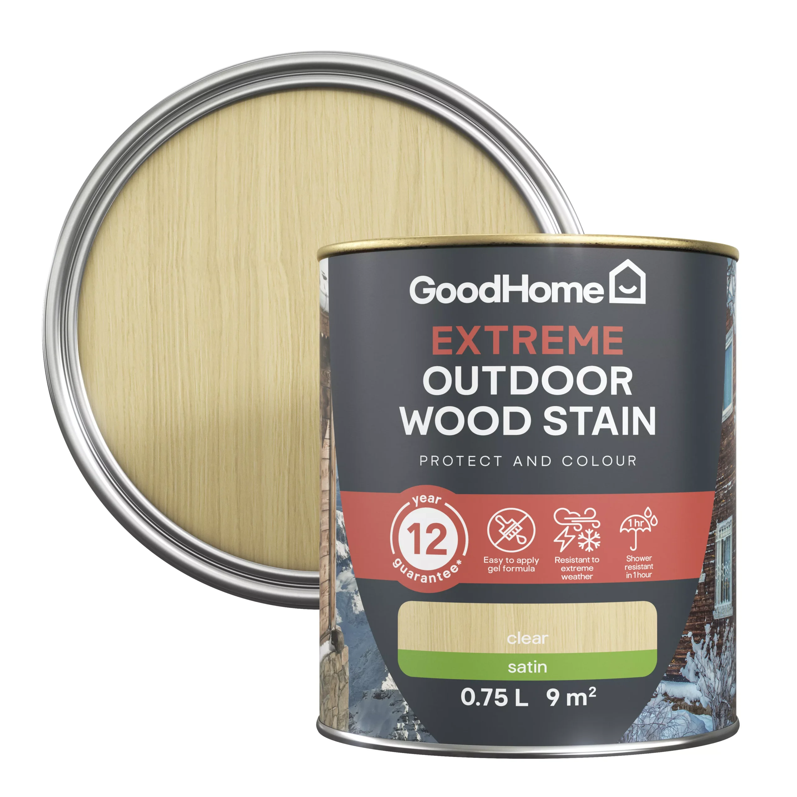 GoodHome Extreme Outdoor Clear Satin Quick Dry Wood Stain, 750ml 3 GoodHome Extreme Outdoor Clear Satin Quick Dry Wood Stain, 750ml