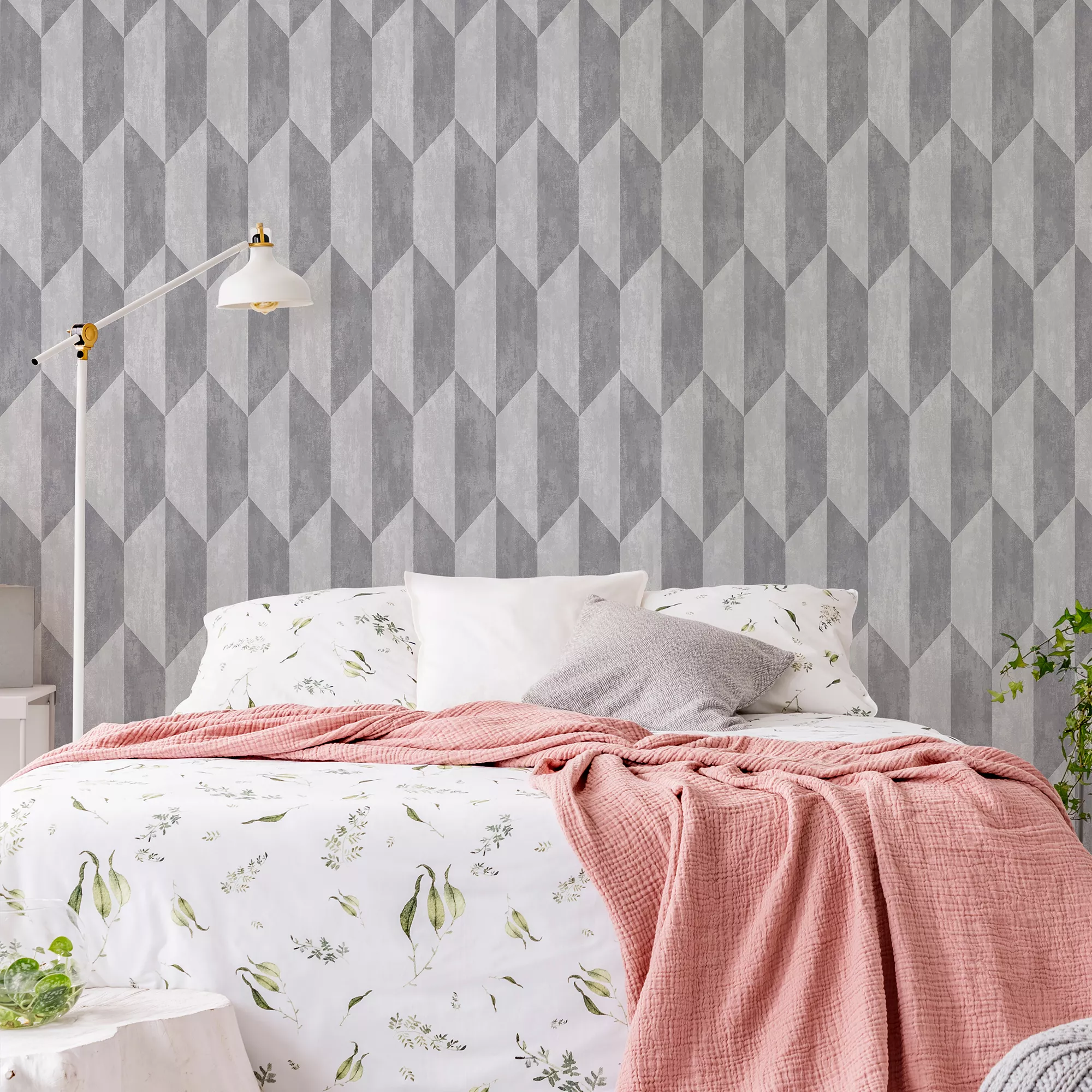 GoodHome Garnet Grey Geometric Silver Effect Textured Wallpaper 8 GoodHome Garnet Grey Geometric Silver Effect Textured Wallpaper - Image 6