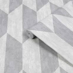 GoodHome Garnet Grey Geometric Silver Effect Textured Wallpaper 12 GoodHome Garnet Grey Geometric Silver Effect Textured Wallpaper -Trade Point Sale goodhome garnet grey geometric silver effect textured wallpaper5059340409276 36c