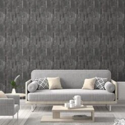 GoodHome Gunes Charcoal Stone Effect Textured Wallpaper -Trade Point Sale goodhome gunes charcoal stone effect textured wallpaper5059340409368 01i