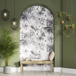 GoodHome Howlit Black & White Jungle Textured Wallpaper -Trade Point Sale goodhome howlit black white jungle textured wallpaper5059340409412 02i
