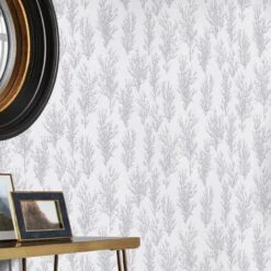 GoodHome Jatoba White Tree Silver Glitter Effect Textured Wallpaper -Trade Point Sale goodhome jatoba white tree silver glitter effect textured wallpaper3663602560098 01i bq