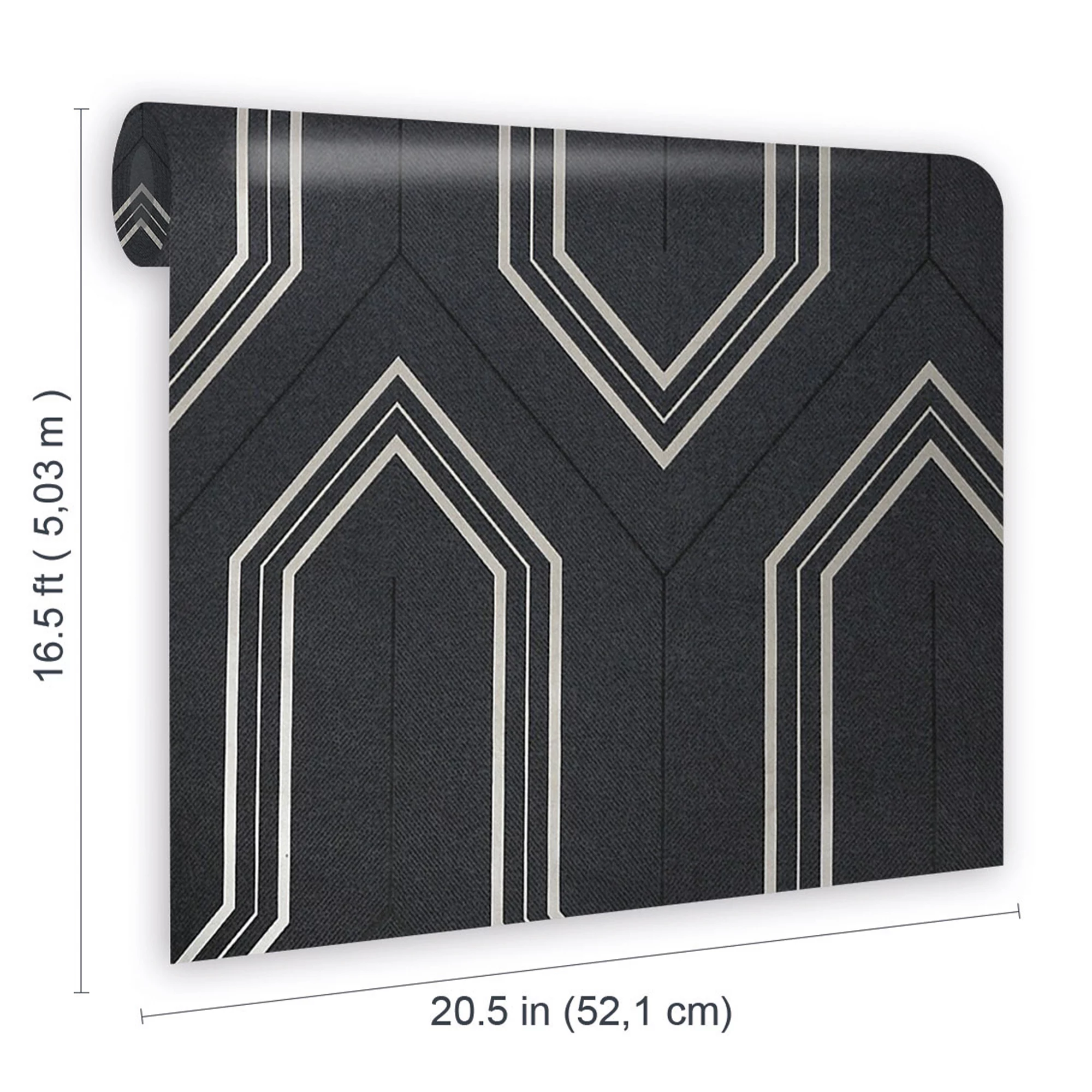 GoodHome Lisle Charcoal Geometric Metallic Effect Textured Wallpaper 8 GoodHome Lisle Charcoal Geometric Metallic Effect Textured Wallpaper - Image 6