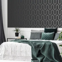 GoodHome Lisle Charcoal Geometric Metallic Effect Textured Wallpaper 12 GoodHome Lisle Charcoal Geometric Metallic Effect Textured Wallpaper -Trade Point Sale goodhome lisle charcoal geometric metallic effect textured wallpaper5059340410432 21i
