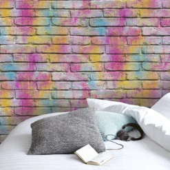 GoodHome Lokta Multicolour Brick Effect Textured Wallpaper -Trade Point Sale goodhome lokta multicolour brick effect textured wallpaper3663602560395 03i