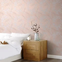 GoodHome Loroco Beige & Pink Leaves Metallic Effect Textured Wallpaper -Trade Point Sale goodhome loroco beige pink leaves metallic effect textured wallpaper3663602561101 01i bq