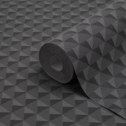 GoodHome Lyrata Black Graphic 3D Effect Textured Wallpaper