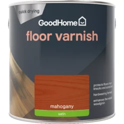 GoodHome Mahogany Satin Floor Wood Varnish, 2.5L -Trade Point Sale goodhome mahogany satin floor wood varnish 2 5l5059340487007 02c