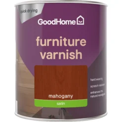 GoodHome Mahogany Satin Multi-surface Furniture Wood Varnish, 750ml -Trade Point Sale goodhome mahogany satin multi surface furniture wood varnish 750ml5059340486833 02c