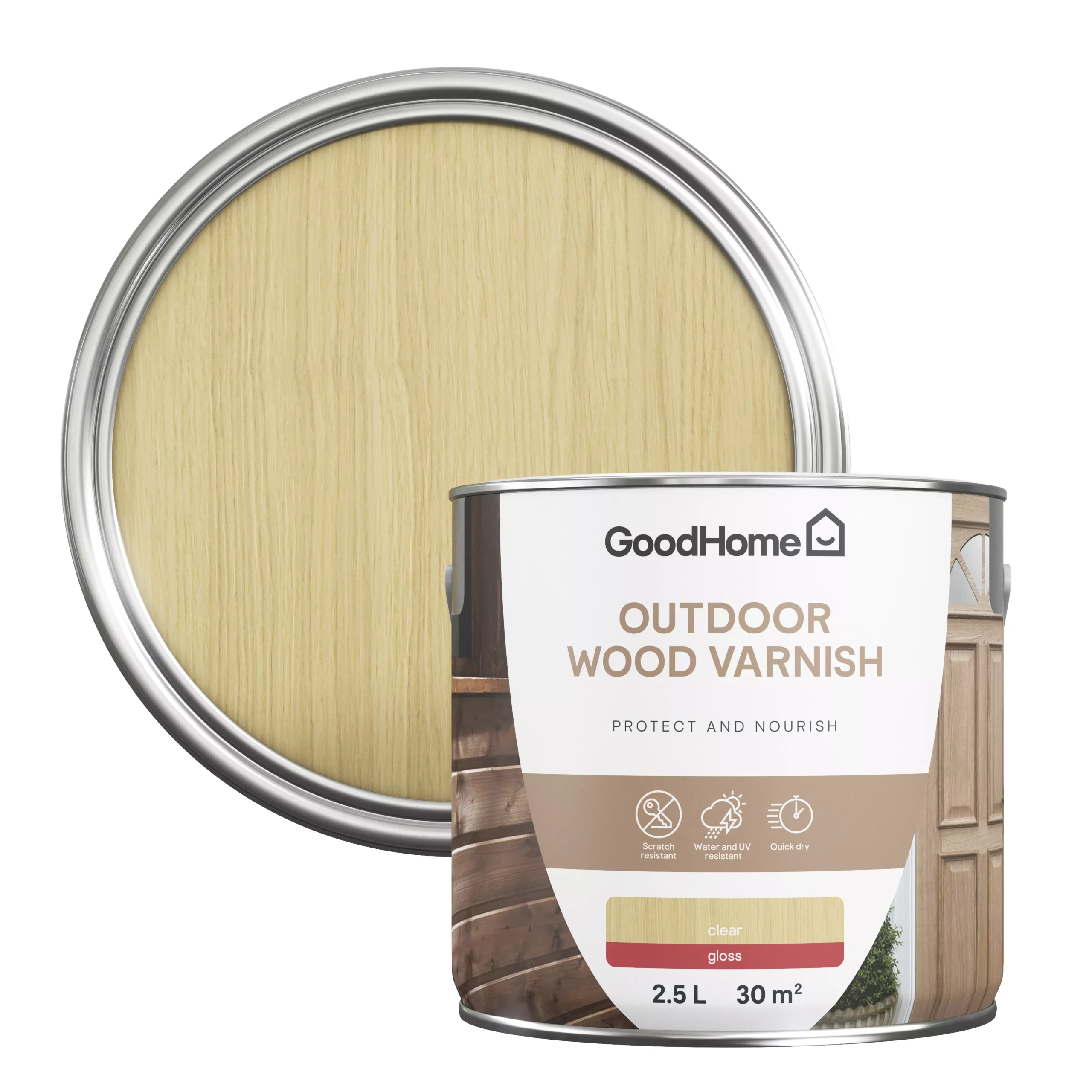 GoodHome Outdoor Clear Gloss Varnish, 2.5L 3 GoodHome Outdoor Clear Gloss Varnish, 2.5L