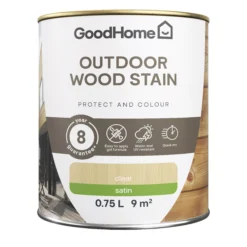 GoodHome Outdoor Clear Satin Quick Dry Wood Stain, 750ml -Trade Point Sale goodhome outdoor clear satin quick dry wood stain 750ml5059340297385 02c