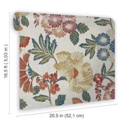 GoodHome Padworth Blue, Cream & Red Floral Textured Wallpaper -Trade Point Sale goodhome padworth blue cream red floral textured wallpaper5059340410562 02t