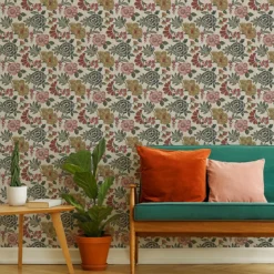 GoodHome Padworth Blue, Cream & Red Floral Textured Wallpaper -Trade Point Sale goodhome padworth blue cream red floral textured wallpaper5059340410562 20i