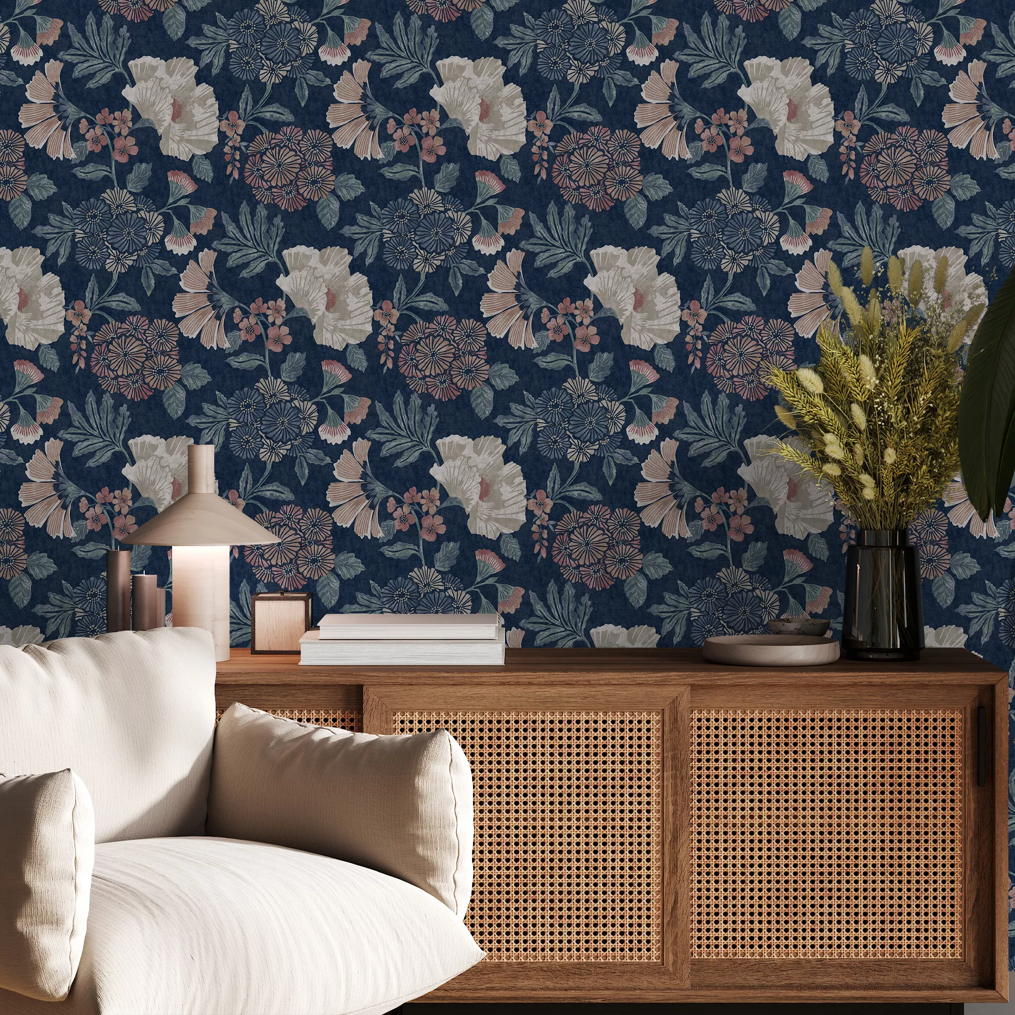 GoodHome Padworth Navy Woven Effect Textured Wallpaper 5 GoodHome Padworth Navy Woven Effect Textured Wallpaper - Image 3