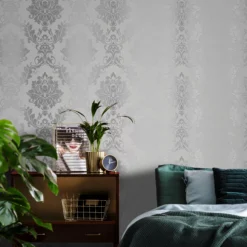 GoodHome Phacelia Grey Damask Textured Wallpaper 14 GoodHome Phacelia Grey Damask Textured Wallpaper -Trade Point Sale goodhome phacelia grey damask textured wallpaper3663602560180 02i BQ