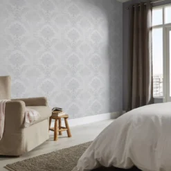 GoodHome Phacelia Grey Damask Textured Wallpaper 15 GoodHome Phacelia Grey Damask Textured Wallpaper -Trade Point Sale goodhome phacelia grey damask textured wallpaper3663602560180 30i