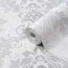GoodHome Phacelia Grey Damask Textured Wallpaper -Trade Point Sale goodhome phacelia grey damask textured wallpaper3663602560180 36c bq