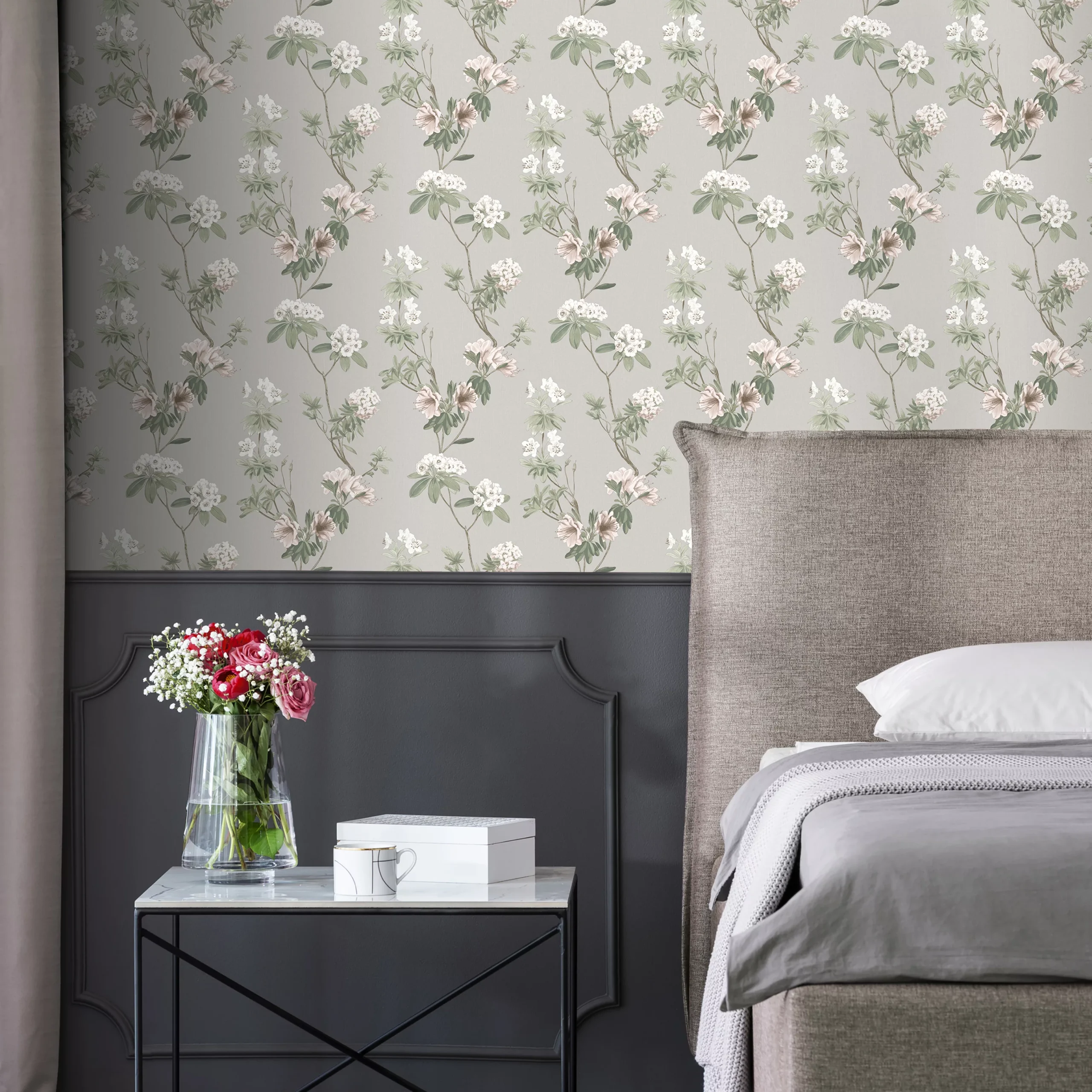 GoodHome Rubin Dark Grey Floral Textured Wallpaper 5 GoodHome Rubin Dark Grey Floral Textured Wallpaper - Image 3