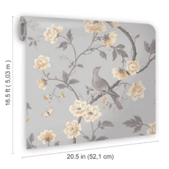GoodHome Sandridge Grey & Yellow Floral Metallic Effect Smooth Wallpaper -Trade Point Sale goodhome sandridge grey yellow floral metallic effect smooth wallpaper5059340433455 02t