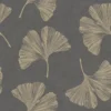 GoodHome Selen Grey Gingko Leaves Metallic Effect Textured Wallpaper -Trade Point Sale goodhome selen grey gingko leaves metallic effect textured wallpaper5059340410807 36c