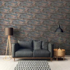 GoodHome Smara Red & Slate Brick Effect Textured Wallpaper -Trade Point Sale goodhome smara red slate brick effect textured wallpaper5059340410876 01i