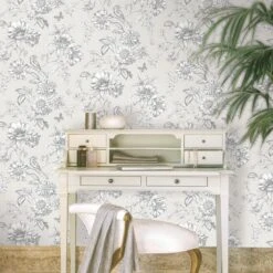 GoodHome Stanmer Beige Floral Mica Effect Textured Wallpaper -Trade Point Sale goodhome stanmer beige floral mica effect textured wallpaper5059340410203 01i