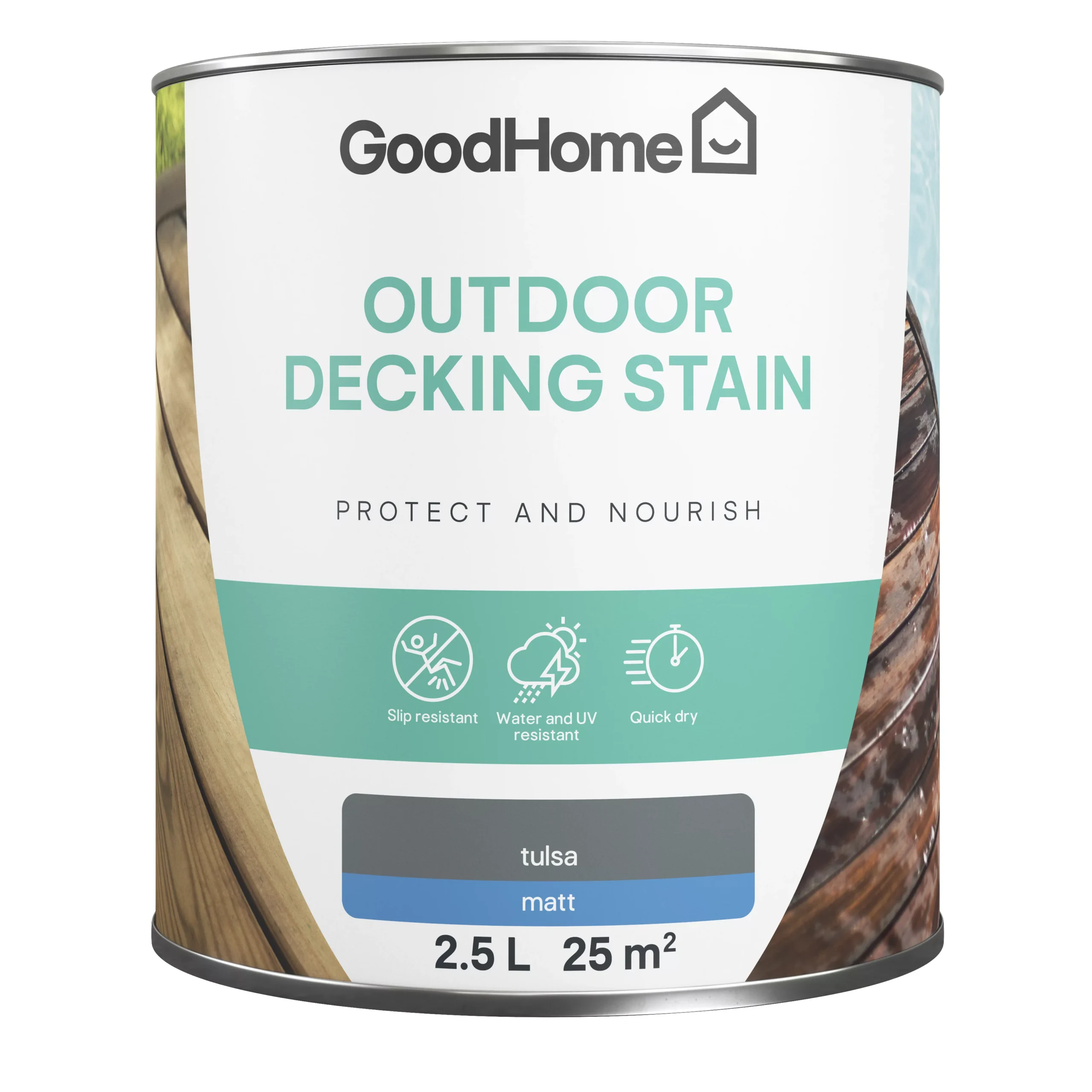 GoodHome Tulsa Matt Quick Dry Decking Wood Stain, 2.5L 4 GoodHome Tulsa Matt Quick Dry Decking Wood Stain, 2.5L - Image 2