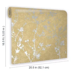 GoodHome Wavendon Yellow Sprig Silver Effect Textured Wallpaper -Trade Point Sale goodhome wavendon yellow sprig silver effect textured wallpaper5059340410456 02t