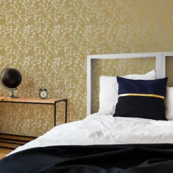 GoodHome Wavendon Yellow Sprig Silver Effect Textured Wallpaper -Trade Point Sale goodhome wavendon yellow sprig silver effect textured wallpaper5059340410456 20i