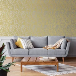 GoodHome Wavendon Yellow Sprig Silver Effect Textured Wallpaper -Trade Point Sale goodhome wavendon yellow sprig silver effect textured wallpaper5059340410456 21i