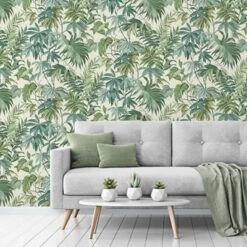 Grandeco Green Palm Leaves Embossed Wallpaper -Trade Point Sale grandeco green palm leaves embossed wallpaper5411012481322 01i bq