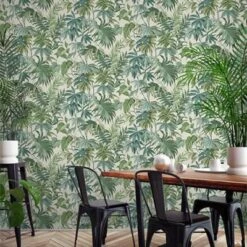 Grandeco Green Palm Leaves Embossed Wallpaper -Trade Point Sale grandeco green palm leaves embossed wallpaper5411012481322 02i bq