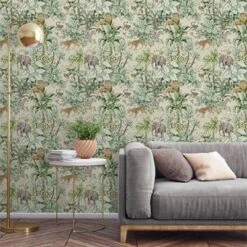 Grandeco Green Safari Jungle Smooth Wallpaper -Trade Point Sale grandeco green safari jungle smooth wallpaper5411012481353 02i bq