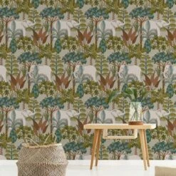 Grandeco Multicolour Elephant Forest Embossed Wallpaper -Trade Point Sale grandeco multicolour elephant forest embossed wallpaper5411012481292 01i bq