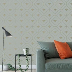 Holden Décor Blue Bee Smooth Wallpaper -Trade Point Sale holden decor blue bee smooth wallpaper5022976420427 01i bq