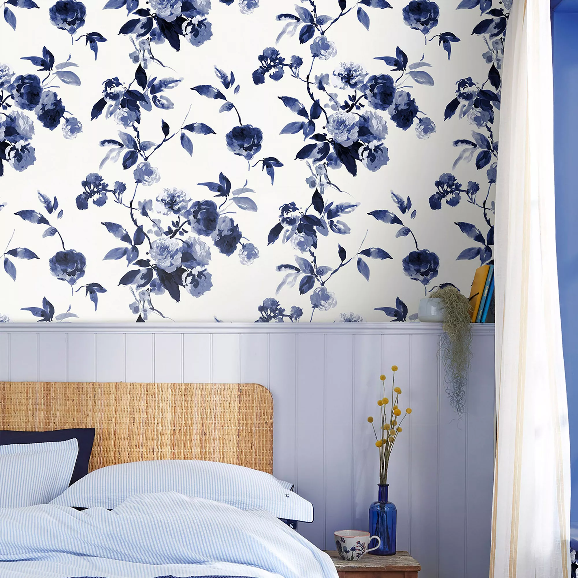Joules Blue Boho Bloom Smooth Wallpaper 6 Joules Blue Boho Bloom Smooth Wallpaper - Image 4